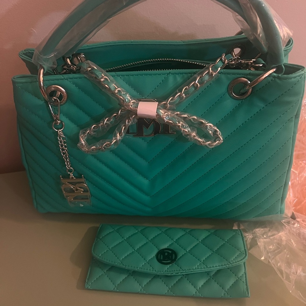 NWT Badgley M. matching mint color bag and wallet
